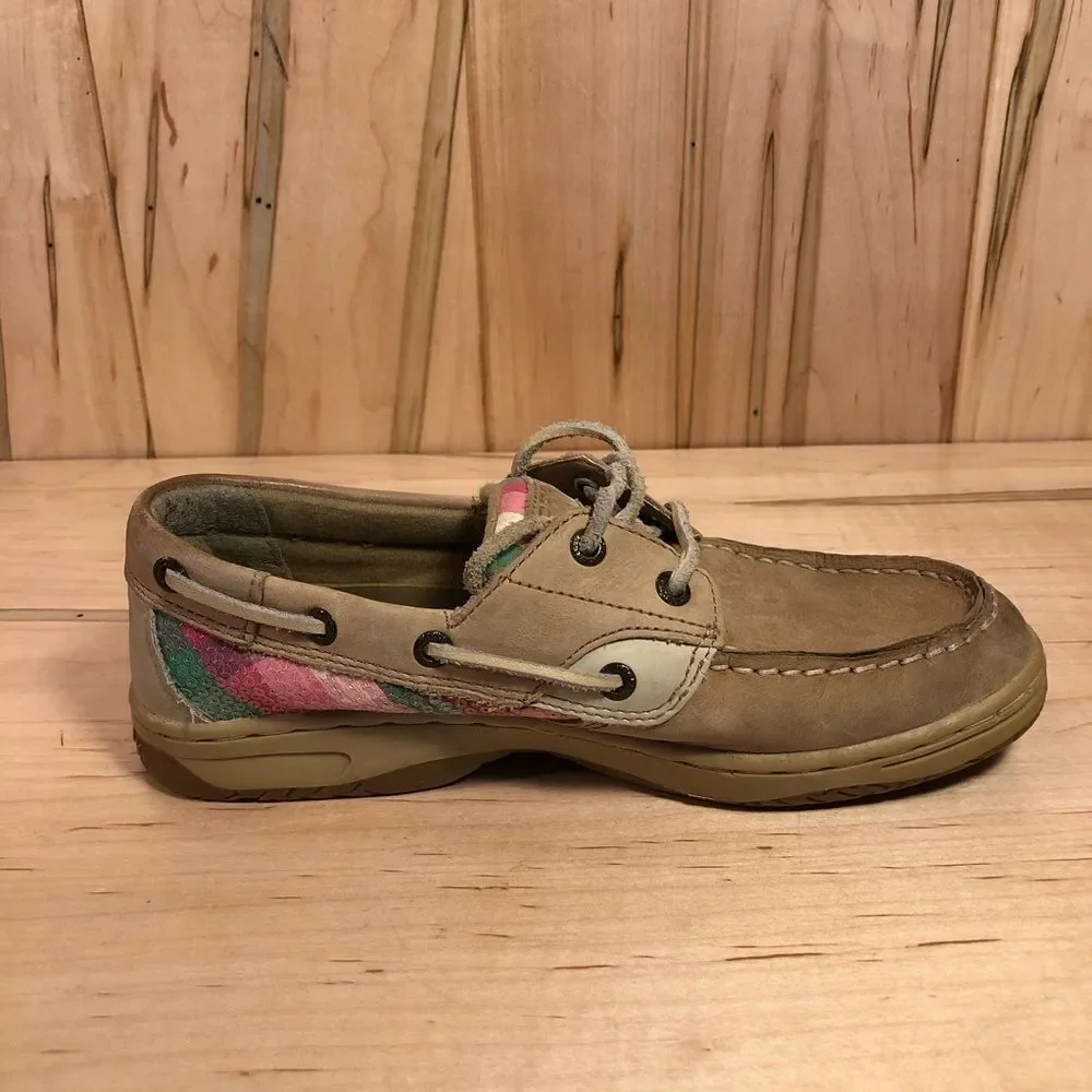 Sperry Top Sider Blue Fish Leather Boat Shoes Girl’s Size 3.5M